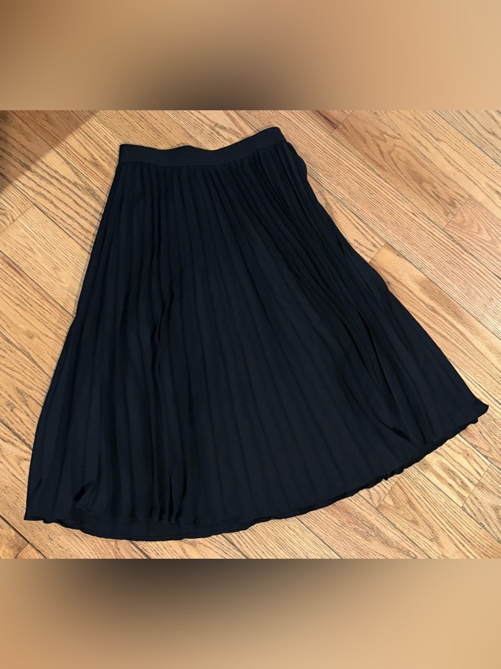 Kate Kasin Women's High Waist Pleated A-Line Swing Midi Skirt, Black, Size Small